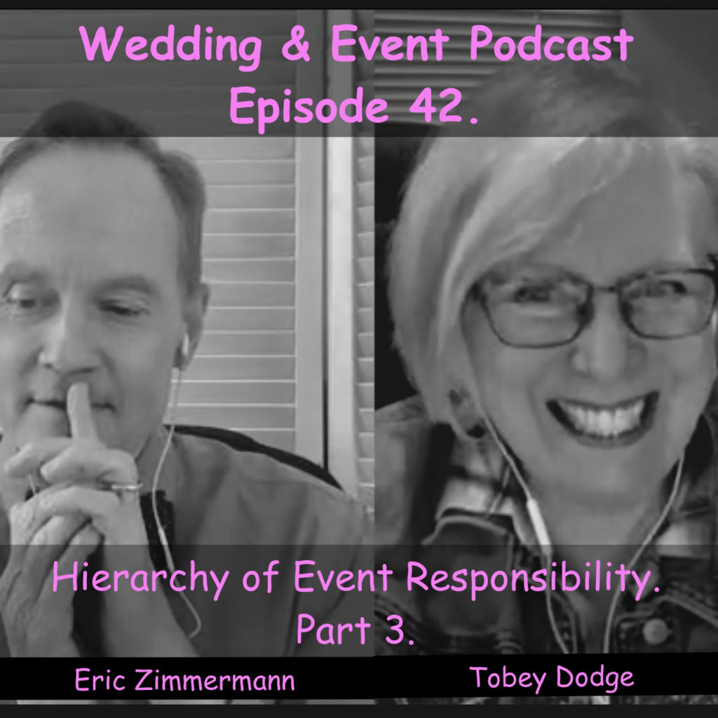 Heirarchy of Event REsponsibility. Part 3. with Tobey Dodge and Eric Zimmermann