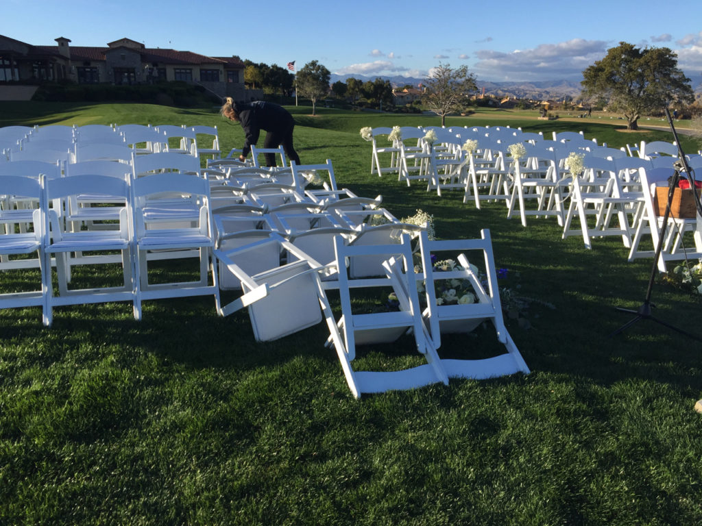 Wedding Ceremony Chairs Blown Down